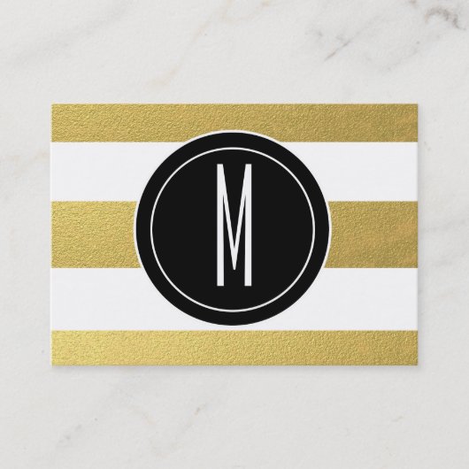GOLD FOIL STRIPES | ZWARTE MONOGRAM VISITEKAARTJE (Voorkant)