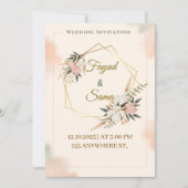 Gold Foil Style Wedding Invitation | Elegant Scrip Feestdagenkaart (Voorkant)