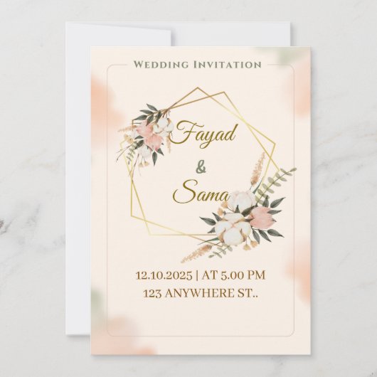 Gold Foil Style Wedding Invitation | Elegant Scrip Feestdagenkaart (Voorkant)