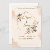 Gold Foil Style Wedding Invitation | Elegant Scrip Feestdagenkaart (Voorkant / Achterkant)