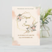 Gold Foil Style Wedding Invitation | Elegant Scrip Feestdagenkaart (Staand voorkant)