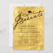 Gold Foil Stylish Afstuderen Gradup Cap Party Kaart (Voorkant)