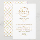 Gold Foil Stylish Calligraphy Wedding Menu (Voorkant / Achterkant)