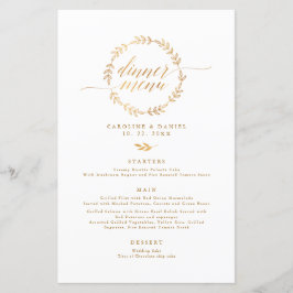 Gold Foil Stylish Calligraphy Wedding Menu