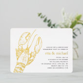 Gold Foil Summer Lobster Bake Party Folie Uitnodiging (Staand Voorkant)
