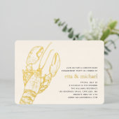 Gold Foil Summer Lobster Bake Party Invitation Folie Uitnodiging (Staand Voorkant)