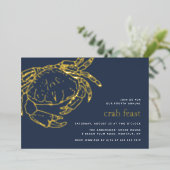 Gold Foil Summer Nautical Crab Feast Folie Uitnodiging (Staand Voorkant)