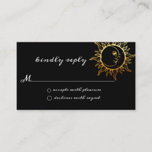 Gold Foil Sun en Moon Wedding RSVP-kaart Informatiekaartje