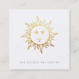 ~ Gold Foil Sun Face  Spiritueel Center Vierkante Visitekaartje