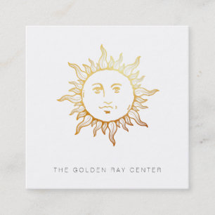 ~ Gold Foil Sun Face  Spiritueel Center Vierkante Visitekaartje