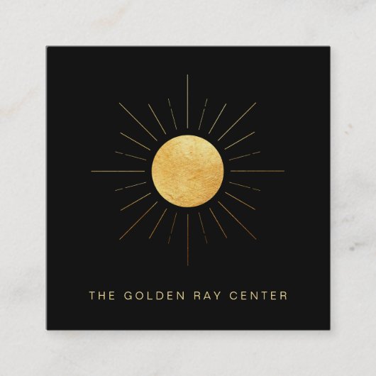 *~* Gold Foil Sun Golden Rays die Yoga Center gene Vierkante Visitekaartje (Voorkant)