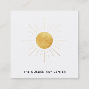 *~* Gold Foil Sun & Golden Rays Spiritueel Center Vierkante Visitekaartje