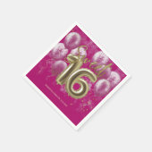 Gold Foil Sweet 16 bday-ballonnen Partij Hot Pink Servet (Hoek)