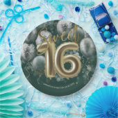 Gold Foil Sweet 16 Bday Balloons Emerald Green Papieren Bordje (Feest)