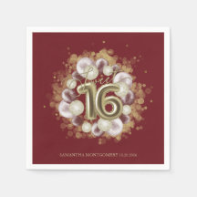 Gold Foil Sweet 16 Bday Balloons Party Burgundy
