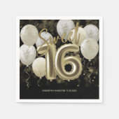 Gold Foil Sweet 16 Birthday Balloons Party Black Servet (Voorkant)