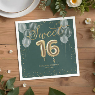 Gold Foil Sweet 16 Birthday Balloons Party Green N Servet