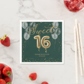 Gold Foil Sweet 16 Birthday Balloons Party Green Servet (Insitu)