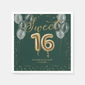 Gold Foil Sweet 16 Birthday Balloons Party Green Servet (Voorkant)