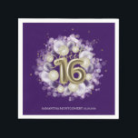Gold Foil Sweet 16 Birthday Balloons Party Paars Servet<br><div class="desc">Laat je vrienden hun kalenders voor je speciale dag markeren met deze mooie, stoffige blauwe, zoete 16 luiers. Elk servet heeft een feestelijk ontwerp met prachtige ballonnen, perfect om de stemming te bepalen voor een dag van plezier en feestelijkheden. Of je nu van plan bent een grote ballroom gala te...</div>