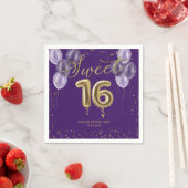Gold Foil Sweet 16 Birthday Balloons Party Paars Servet (Insitu)
