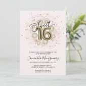 Gold Foil Sweet 16 Birthday Balloons Party Pink Kaart (Staand voorkant)