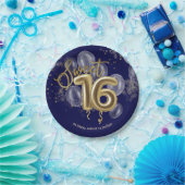Gold Foil Sweet 16 Birthday Balloons Royal Blue Papieren Bordje (Feest)