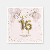 Gold Foil Sweet 16 Birthday Balloons Roze Servet (Voorkant)