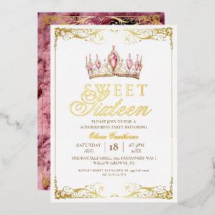 Gold Foil Sweet 16 Sparkle Verjaardag Folie Uitnodiging