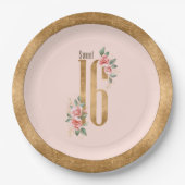 Gold Foil Sweet Sixteen Blush ID756 Papieren Bordje (Voorkant)