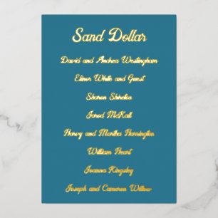 Gold Foil Table Seating Guest List 5x7 Kaarten