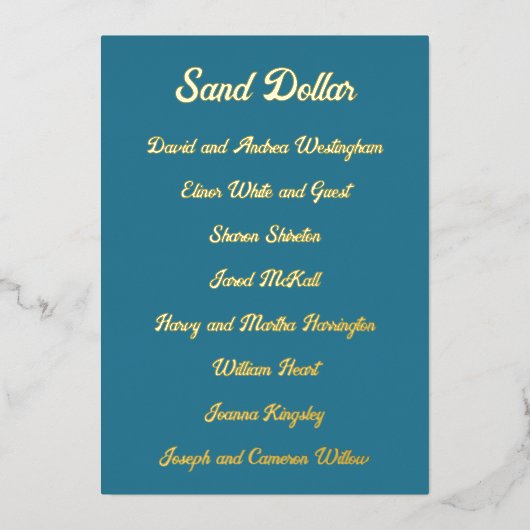 Gold Foil Table Seating Guest List 5x7 Kaarten (Voorkant)