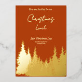 Gold Foil Terracotta Pine Tree Kerstfeest Folie Uitnodiging (Voorkant)