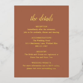 Gold Foil Terracotta Wedding Enclosure Card Folie Uitnodiging Briefkaart