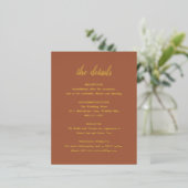 Gold Foil Terracotta Wedding Enclosure Card Folie Uitnodiging Briefkaart (Staand Voorkant)