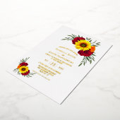 Gold Foil Text Elegant Sunflower Roos Weddenschap Folie Uitnodiging (Gedraaid)