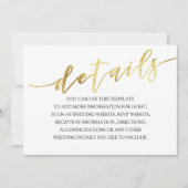 Gold Foil Textures Minimalist Weddenschap Details Kaart (Voorkant)