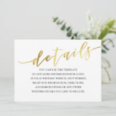 Gold Foil Textures Minimalist Weddenschap Details Kaart (Staand voorkant)