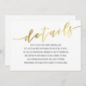 Gold Foil Textures Minimalist Weddenschap Details Kaart (Voorkant / Achterkant)