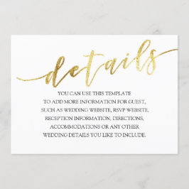 Gold Foil Textures Minimalist Weddenschap Details Kaart
