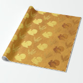 Gold Foil Thanksgiving Cadeaupapier (Uitgerold)