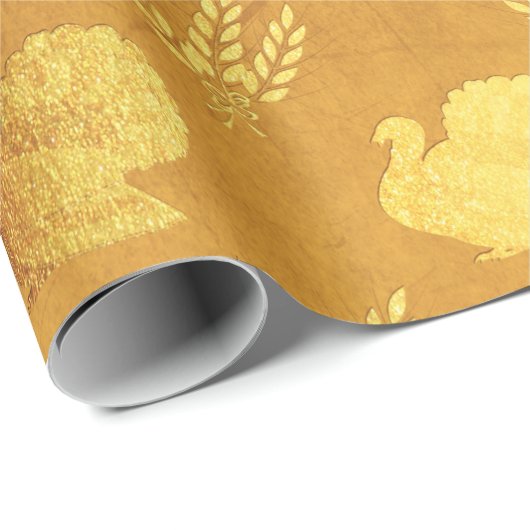 Gold Foil Thanksgiving Cadeaupapier (Rol Hoek)