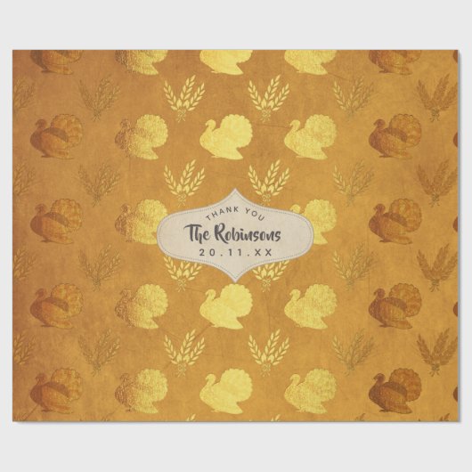Gold Foil Thanksgiving Cadeaupapier (Vlak)