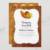 Gold Foil Thanksgiving Dinner/Feast Kaart (Voorkant / Achterkant)