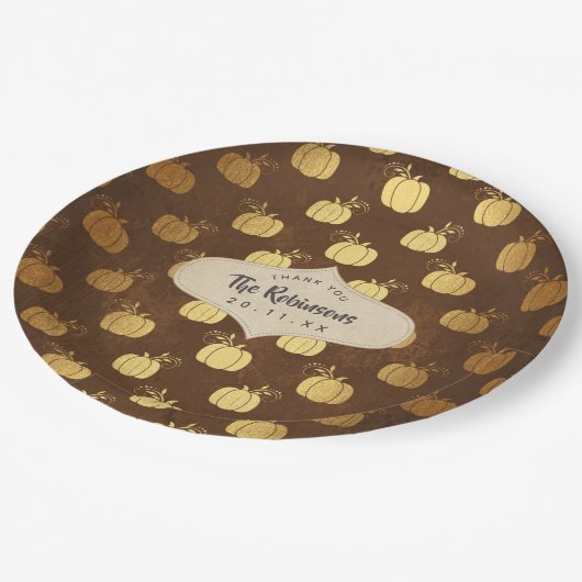 Gold Foil Thanksgiving Papieren Bordje (Gekanteld)