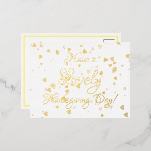 Gold Foil Thanksgiving Party Invitation Folie Uitnodiging Briefkaart (Voorkant / Achterkant)