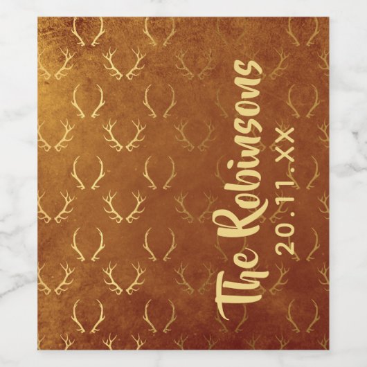 Gold Foil Thanksgiving Wijn Etiket (Enkel label)