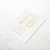 Gold Foil Traditional Wedding Table Numbers Folie Uitnodiging (Gedraaid)