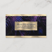 Gold Foil trim | Paarse palmbladeren Visitekaartje (Achterkant)