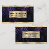 Gold Foil trim | Paarse palmbladeren Visitekaartje (Voorkant / Achterkant)